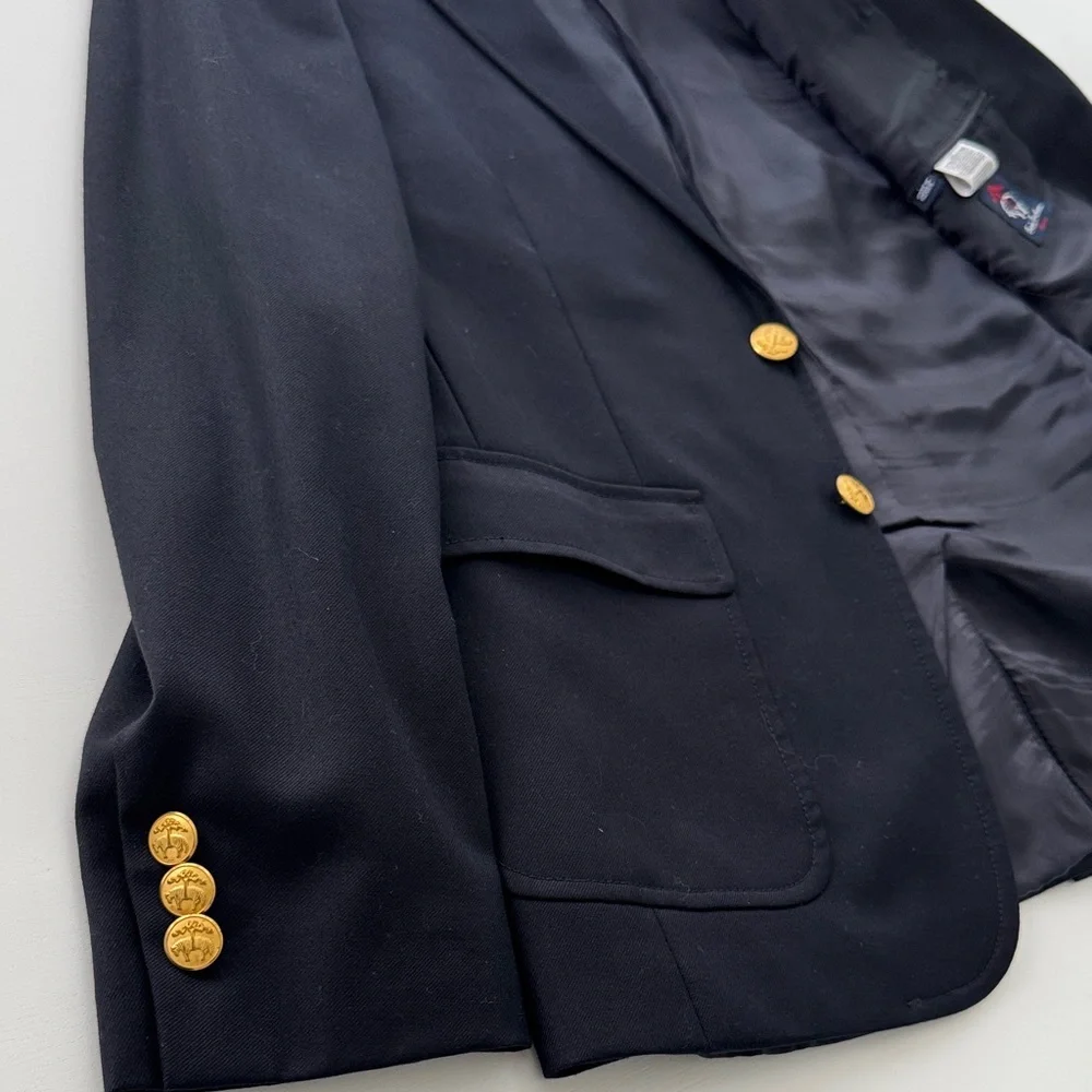 Brooks Brothers Fleece, Boys, Sz 14, 100% Wool, Navy Blazer, w/ Gold Buttons - Picture 4 of 11